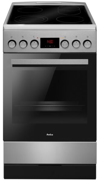 Amica Standherd 50 cm mit Glaskeramik-Kochfeld, Edelstahl