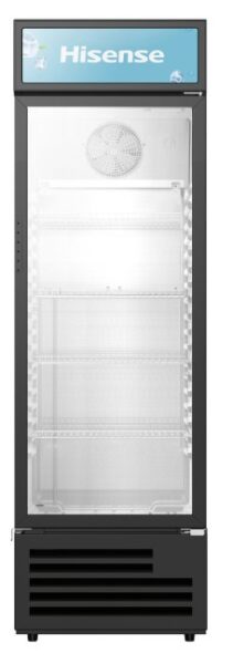 Hisense Getränkekühlschrank 205 l mit Glastür und Leuchtaufsatz, schwarz